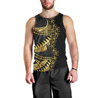 Polynesia Men Tank Top Black & Gold Fancy Plumeria LT7 - Polynesian Pride