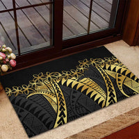 Polynesia Rubber Doormat Black & Gold Fancy Plumeria LT7 - Polynesian Pride