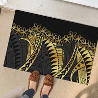 Polynesia Rubber Doormat Black & Gold Fancy Plumeria LT7 - Polynesian Pride
