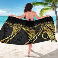 Polynesia Sarong Black & Gold Fancy Plumeria