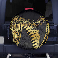 Polynesia Spare Tire Cover Black & Gold Fancy Plumeria LT7 - Polynesian Pride