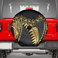 Polynesia Spare Tire Cover Black & Gold Fancy Plumeria LT7 - Polynesian Pride