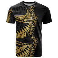 Polynesia T Shirt Black & Gold Fancy Plumeria LT7 Black Gold - Polynesian Pride