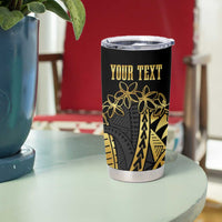 Polynesia Personalised Tumbler Cup Black & Gold Fancy Plumeria LT7 - Polynesian Pride