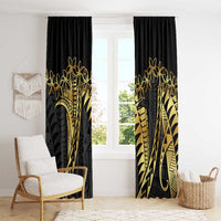 Polynesia Window Curtain Black & Gold Fancy Plumeria LT7 - Polynesian Pride
