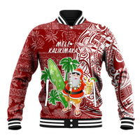 Hawaii Christmas Mele Kalikimaka Baseball Jacket Santa Claus LT7 Unisex Red - Polynesian Pride