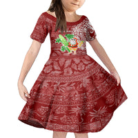 Hawaii Christmas Mele Kalikimaka Kid Short Sleeve Dress Santa Claus LT7 KID Red - Polynesian Pride