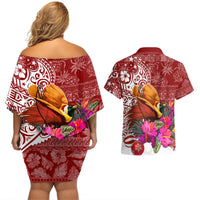 Papua New Guinea Christmas Couples Matching Off Shoulder Short Dress and Hawaiian Shirt Bird-of-Paradise Special LT7 - Polynesian Pride
