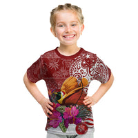 Papua New Guinea Christmas Kid T Shirt Bird-of-Paradise Special LT7 Red - Polynesian Pride