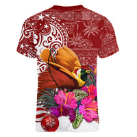 Papua New Guinea Christmas Women V Neck T Shirt Bird-of-Paradise Special LT7 - Polynesian Pride