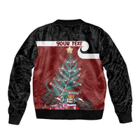 Personalised New Zealand Maori Christmas Bomber Jacket Xmas Fern Mix Kowhawhai