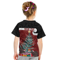 Personalised New Zealand Maori Christmas Kid T Shirt Xmas Fern Mix Kowhawhai