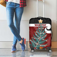 Personalised New Zealand Maori Christmas Luggage Cover Xmas Fern Mix Kowhawhai