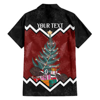 Personalised New Zealand Christmas Family Matching Off Shoulder Short Dress and Hawaiian Shirt Xmas Fern and Kiwi Birds