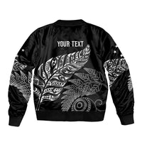 Aotearoa Personalized Lawn Bowls Maori Bomber Jacket New Zealand Black Tribal Silver Fern - Polynesian Pride