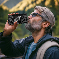 Aotearoa Personalized Lawn Bowls Maori 4 in 1 Can Cooler Tumbler New Zealand Black Tribal Silver Fern - Polynesian Pride