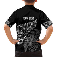 Aotearoa Personalized Lawn Bowls Maori Family Matching Long Sleeve Bodycon Dress and Hawaiian Shirt New Zealand Black Tribal Silver Fern - Polynesian Pride