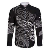 Aotearoa Personalized Lawn Bowls Maori Family Matching Long Sleeve Bodycon Dress and Hawaiian Shirt New Zealand Black Tribal Silver Fern - Polynesian Pride
