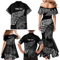 Aotearoa Personalized Lawn Bowls Maori Family Matching Mermaid Dress and Hawaiian Shirt New Zealand Black Tribal Silver Fern - Polynesian Pride