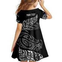 Aotearoa Personalized Lawn Bowls Maori Family Matching Off The Shoulder Long Sleeve Dress and Hawaiian Shirt New Zealand Black Tribal Silver Fern - Polynesian Pride