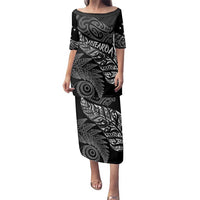 Aotearoa Personalized Lawn Bowls Maori Family Matching Puletasi and Hawaiian Shirt New Zealand Black Tribal Silver Fern - Polynesian Pride