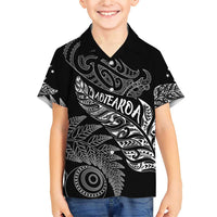 Aotearoa Personalized Lawn Bowls Maori Family Matching Short Sleeve Bodycon Dress and Hawaiian Shirt New Zealand Black Tribal Silver Fern - Polynesian Pride