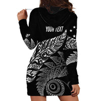 Aotearoa Personalized Lawn Bowls Maori Hoodie Dress New Zealand Black Tribal Silver Fern - Polynesian Pride