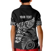 Aotearoa Personalized Lawn Bowls Maori Kid Polo Shirt New Zealand Black Tribal Silver Fern LT7 - Polynesian Pride