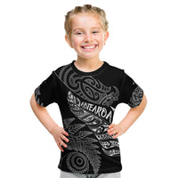 Aotearoa Personalized Lawn Bowls Maori Kid T Shirt New Zealand Black Tribal Silver Fern LT7 Black - Polynesian Pride