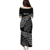 Aotearoa Personalized Lawn Bowls Maori Puletasi New Zealand Black Tribal Silver Fern LT7 - Polynesian Pride
