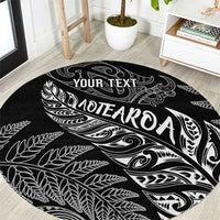 Aotearoa Personalized Lawn Bowls Maori Round Carpet New Zealand Black Tribal Silver Fern - Polynesian Pride