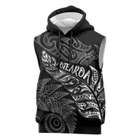 Aotearoa Personalized Lawn Bowls Maori Sleeveless Hoodie New Zealand Black Tribal Silver Fern - Polynesian Pride