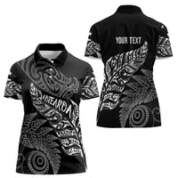 Aotearoa Personalized Lawn Bowls Maori Women Polo Shirt New Zealand Black Tribal Silver Fern - Polynesian Pride
