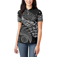 Aotearoa Personalized Lawn Bowls Maori Women Polo Shirt New Zealand Black Tribal Silver Fern - Polynesian Pride