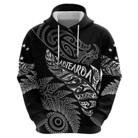 Aotearoa Personalized Lawn Bowls Maori Zip Hoodie New Zealand Black Tribal Silver Fern - Polynesian Pride