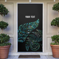 Aotearoa Personalized Lawn Bowls Maori Door Cover New Zealand Paua Shell Tribal Silver Fern - Polynesian Pride