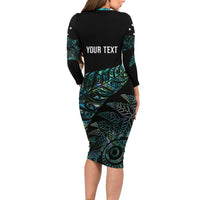 Aotearoa Personalized Lawn Bowls Maori Family Matching Long Sleeve Bodycon Dress and Hawaiian Shirt New Zealand Paua Shell Tribal Silver Fern - Polynesian Pride