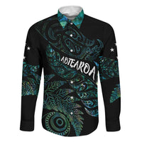 Aotearoa Personalized Lawn Bowls Maori Family Matching Off Shoulder Maxi Dress and Hawaiian Shirt New Zealand Paua Shell Tribal Silver Fern - Polynesian Pride