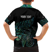 Aotearoa Personalized Lawn Bowls Maori Family Matching Off Shoulder Short Dress and Hawaiian Shirt New Zealand Paua Shell Tribal Silver Fern - Polynesian Pride
