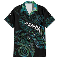 Aotearoa Personalized Lawn Bowls Maori Family Matching Off Shoulder Short Dress and Hawaiian Shirt New Zealand Paua Shell Tribal Silver Fern - Polynesian Pride
