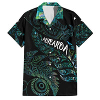 Aotearoa Personalized Lawn Bowls Maori Family Matching Off Shoulder Short Dress and Hawaiian Shirt New Zealand Paua Shell Tribal Silver Fern - Polynesian Pride
