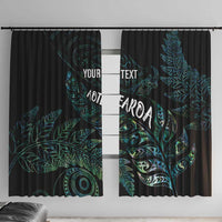 Aotearoa Personalized Lawn Bowls Maori Window Curtain New Zealand Paua Shell Tribal Silver Fern - Polynesian Pride