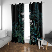 Aotearoa Personalized Lawn Bowls Maori Window Curtain New Zealand Paua Shell Tribal Silver Fern - Polynesian Pride