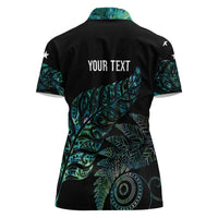 Aotearoa Personalized Lawn Bowls Maori Women Polo Shirt New Zealand Paua Shell Tribal Silver Fern - Polynesian Pride