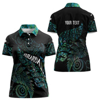 Aotearoa Personalized Lawn Bowls Maori Women Polo Shirt New Zealand Paua Shell Tribal Silver Fern - Polynesian Pride