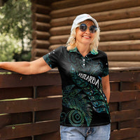 Aotearoa Personalized Lawn Bowls Maori Women Polo Shirt New Zealand Paua Shell Tribal Silver Fern - Polynesian Pride