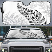 Aotearoa Personalized Lawn Bowls Maori Auto Sun Shade New Zealand White Tribal Silver Fern - Polynesian Pride
