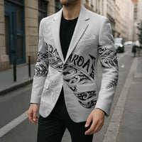 Aotearoa Personalized Lawn Bowls Maori Blazer New Zealand White Tribal Silver Fern - Polynesian Pride