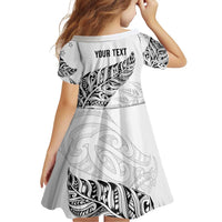 Aotearoa Personalized Lawn Bowls Maori Family Matching Long Sleeve Bodycon Dress and Hawaiian Shirt New Zealand White Tribal Silver Fern - Polynesian Pride