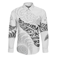 Aotearoa Personalized Lawn Bowls Maori Family Matching Long Sleeve Bodycon Dress and Hawaiian Shirt New Zealand White Tribal Silver Fern - Polynesian Pride